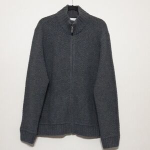 Emozioni Uomo wool cardigan sweater men XL gray comfy winter grandpa Y2K